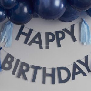 Faixa Happy Birthday Azul Navy 1,5m