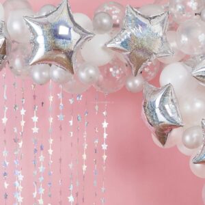 Balão Látex Kit Arco Balões Estrelas Iridescentes 70b